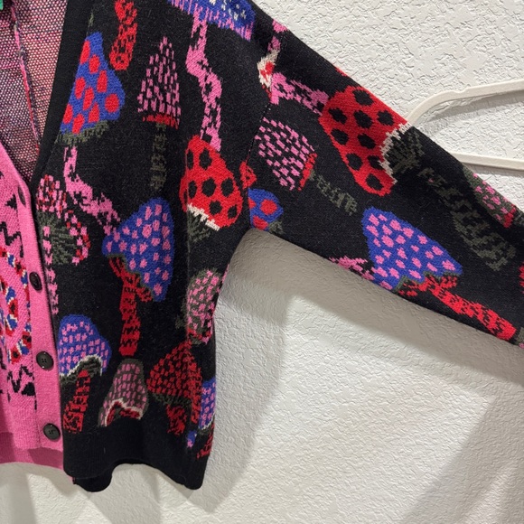 FARM Rio Colorblock Fruit & Mushroom Cardigan – M – Statement Boho Sweater - Picture 3 of 11